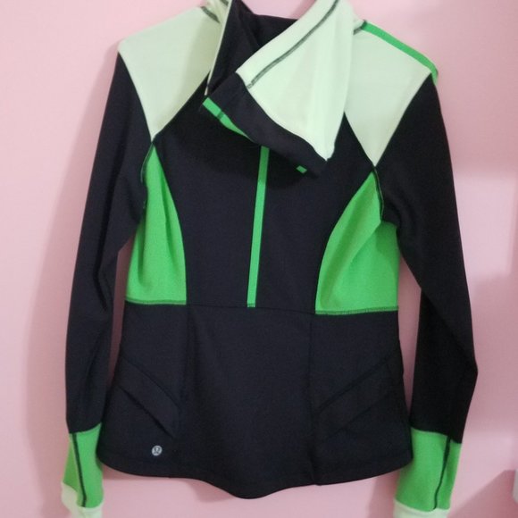 Lululemon Athletica Black Green Hoodie Jacket Sz10 - Picture 6 of 9